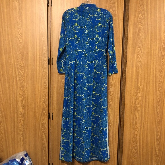 Vintage Asian Blue Floral Maxi Dress - Picture 7 of 7